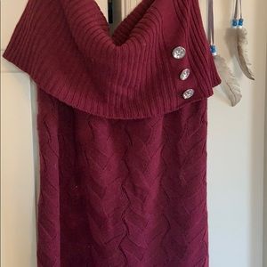 Over the shoulder shirt sleeve sweater